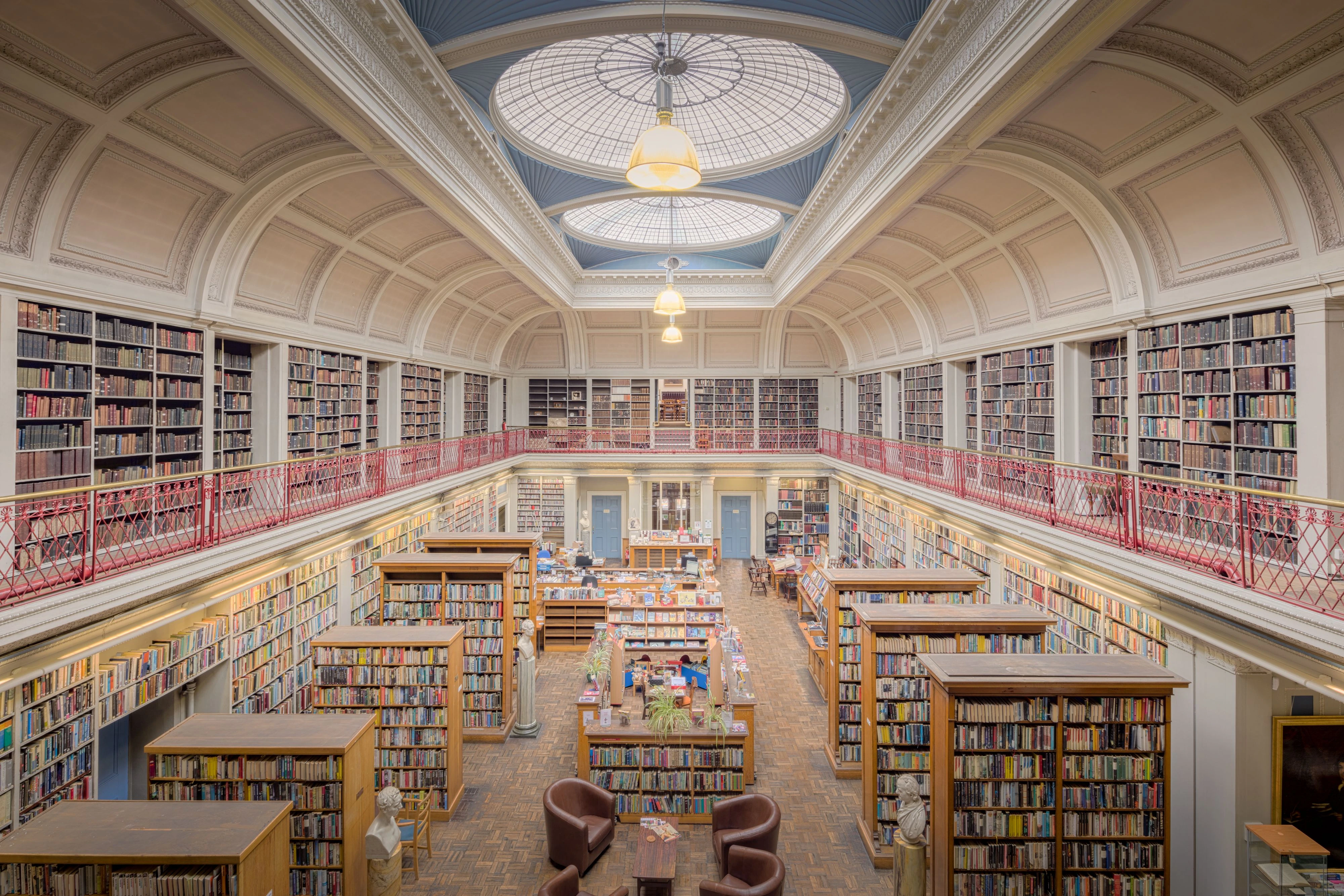 An empty historic library, an environment for research and reflection